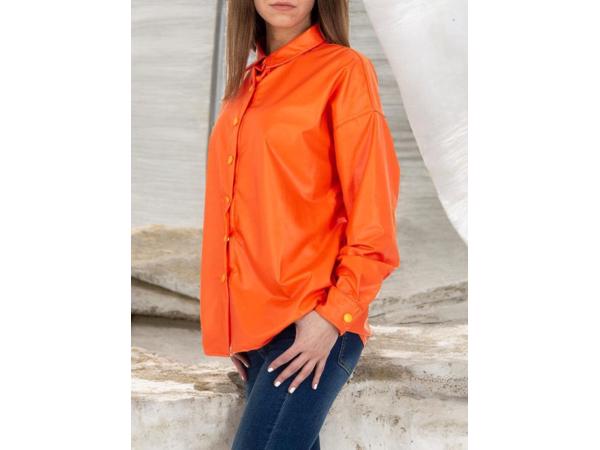 See See oversized blouse jasje knal oranje PU leer S/36