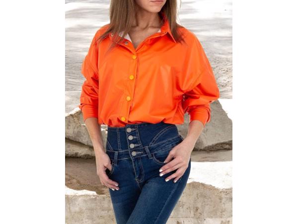 See See oversized blouse jasje knal oranje PU leer S/36