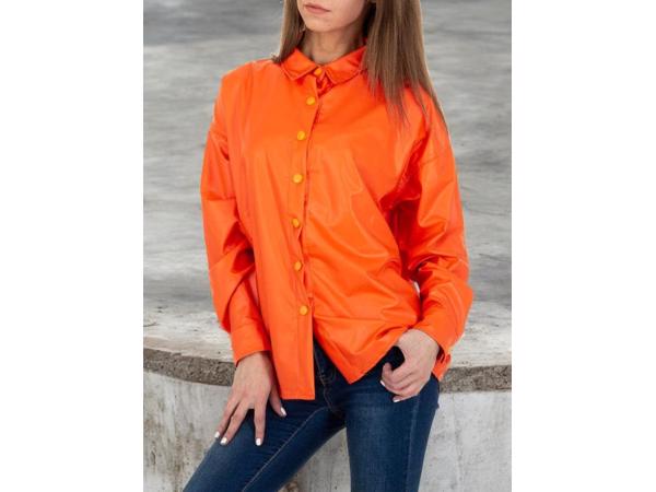 See See oversized blouse jasje knal oranje PU leer S/36