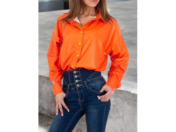 See See oversized blouse jasje knal oranje PU leer S/36