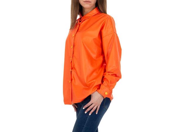 See See oversized blouse jasje knal oranje PU leer S/36