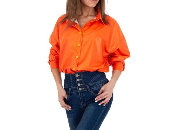 See See oversized blouse jasje knal oranje PU leer S/36