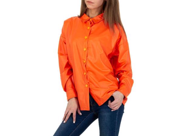 See See oversized blouse jasje knal oranje PU leer S/36