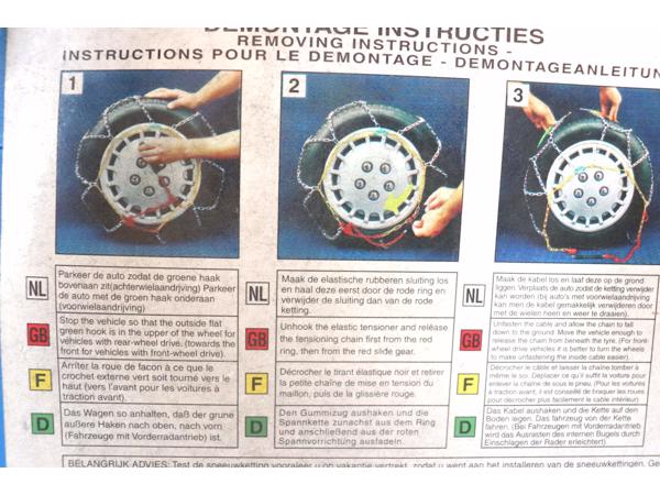 Sneeuwkettingen ongebruikt voor div. bandenmaten, zie foto