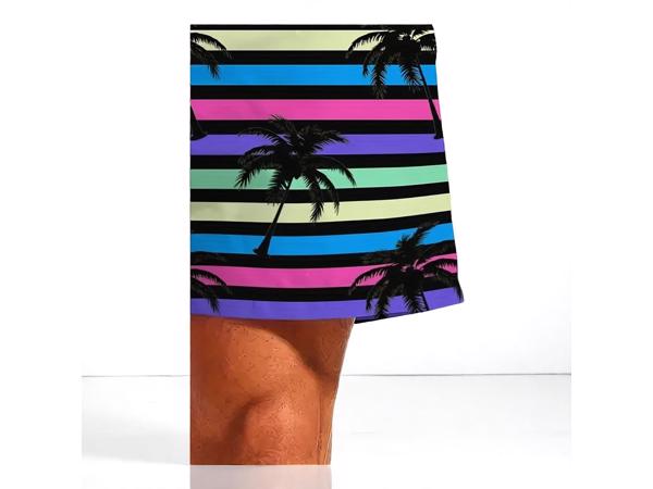 Zwembroek - short meerkleurig met palmbomen M