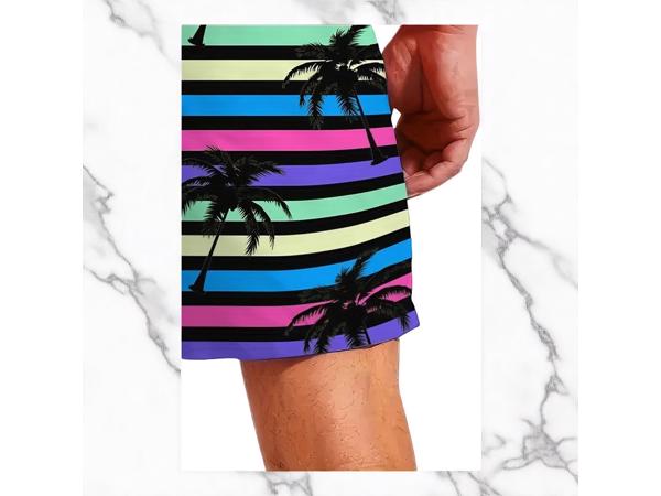Zwembroek - short meerkleurig met palmbomen M