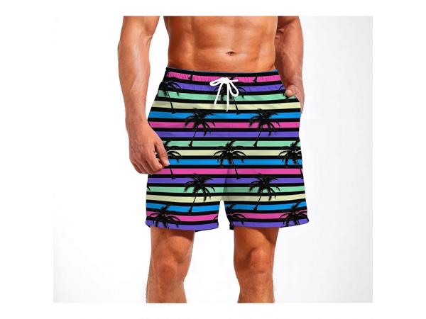 Zwembroek - short meerkleurig met palmbomen M