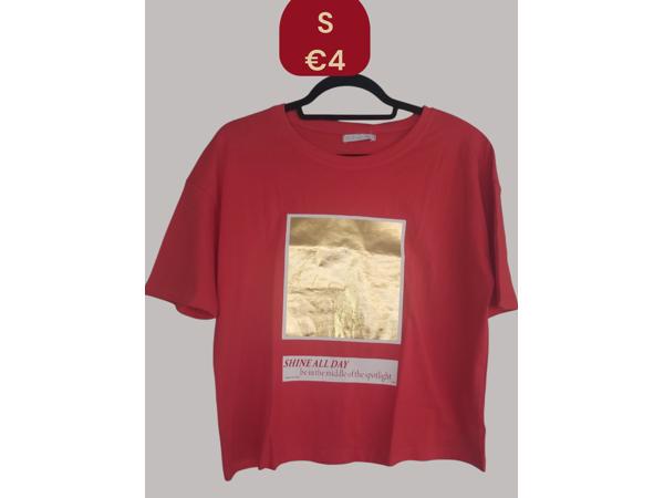 Glo-Story t-shirt Shine all day rood goud S