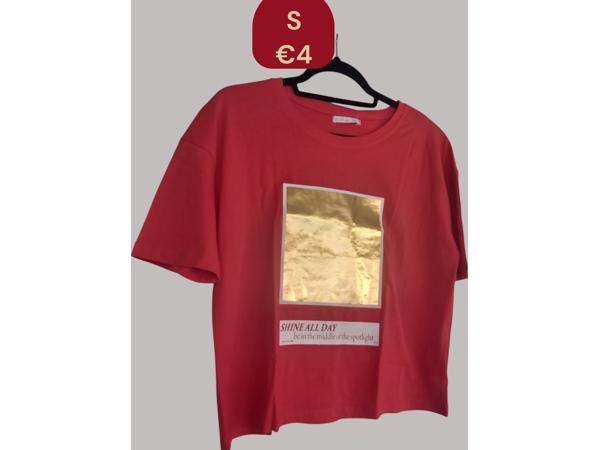 Glo-Story t-shirt Shine all day rood goud S