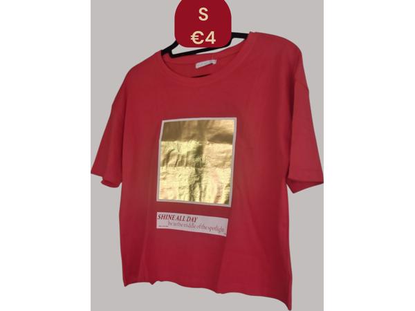 Glo-Story t-shirt Shine all day rood goud S