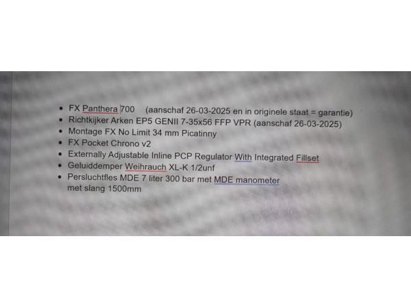 FX PANTHERA 700 .22 COMPLETE SET