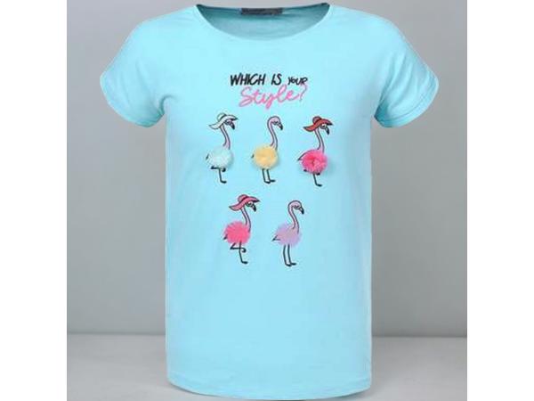 Glo-Story t-shirt flamingo&#x27;s turquoise 110