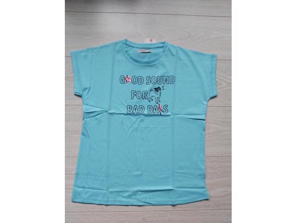 Glo-Story t-shirt good sound turquoise 164
