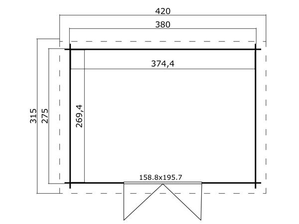 Blokhut Mikkel 380x275 Onbehandeld vuren