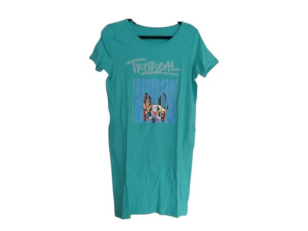 Shirt jurk tropical dog turquoise S