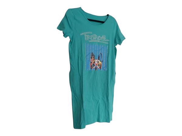 Shirt jurk tropical dog turquoise S