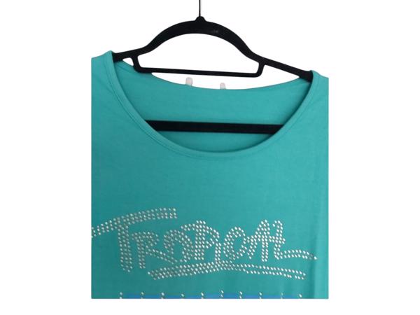 Shirt jurk tropical dog turquoise S