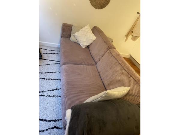 3-zits bank roze ribstof