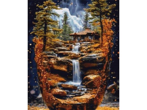 50x40cm Diamond Painting waterval bos (vierkant) nr 56