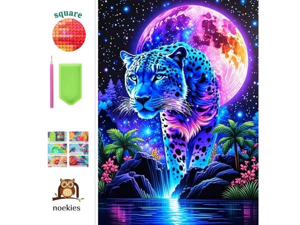 nr 10 Diamond Painting panter 50x40cm (vierkant)