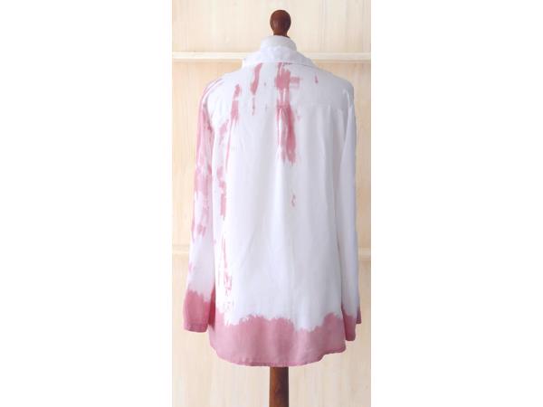 Overhemdblouse wit/roze, 1 maat (34/40)   nieuw