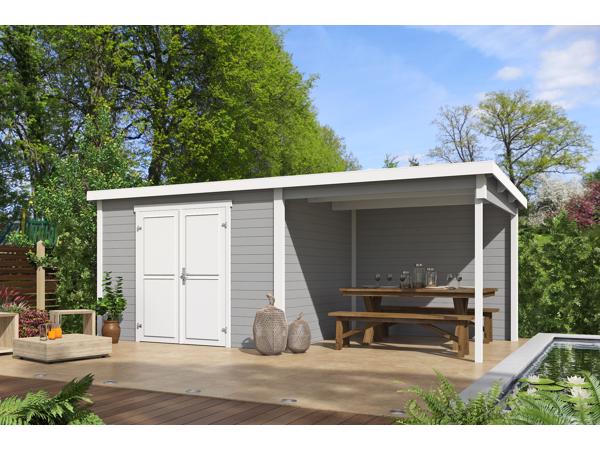 Blokhut met overkapping Kjeld 550x250 onbehandeld vuren