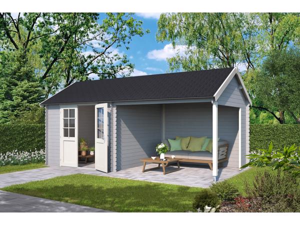 Blokhut met overkapping Fraya 575x275 Onbehandeld vuren