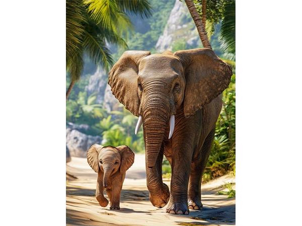 nr 35 Diamond painting safari olifanten 40x50cm (vierkant)