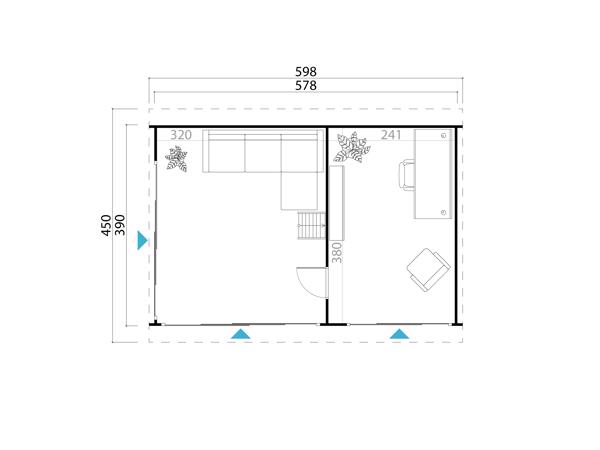 Tuinhuis-Blokhut Murano 3 Set: 578 x 390 cm