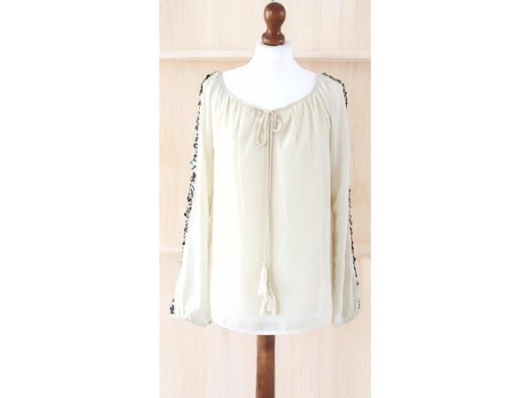 Gevoerde blouse – shirt, crème, maat 38 (nieuw)