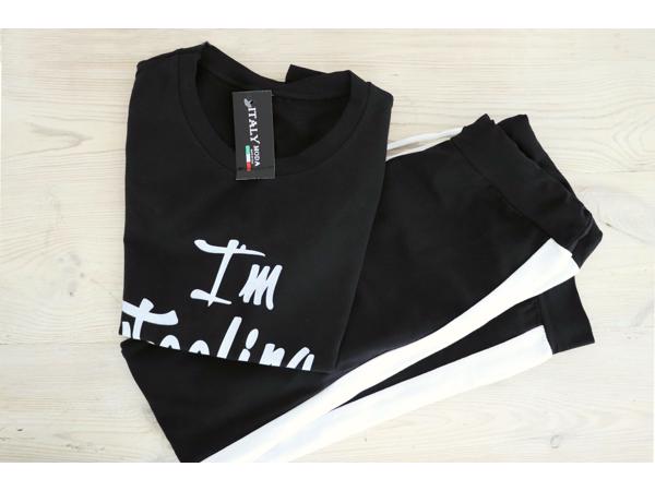 Set joggingbroek + sportshirt, 1 maat (34/40) zwart (nieuw)