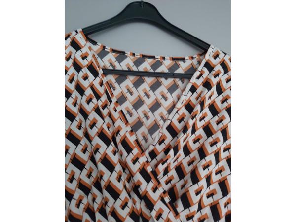 Skue zomerjurk beige oranje zwart L