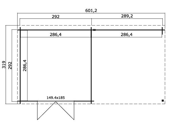Blokhut met overkapping Orlando 581x292 Onbehandeld vuren