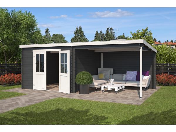 Blokhut met overkapping Orlando 581x292 Onbehandeld vuren