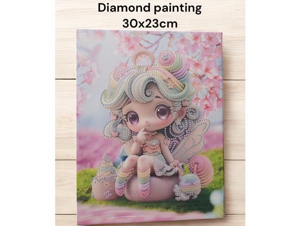 Diamond Painting Princess met houten frame 30x23cm