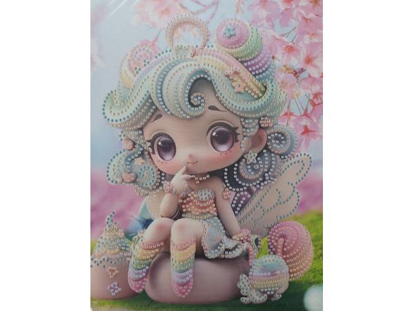 Diamond Painting Princess met houten frame 30x23cm