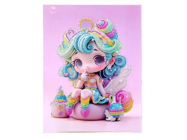 Diamond Painting Princess met houten frame 30x23cm