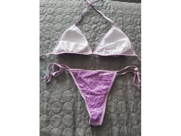 2 delige glitter bikini lilapaars L