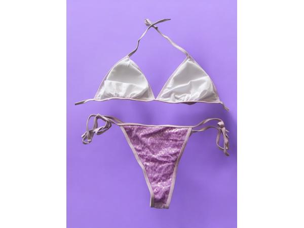 2 delige glitter bikini lilapaars L