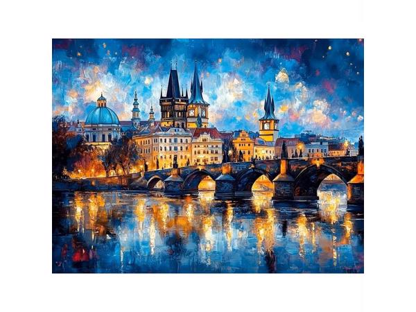nr 5 Diamond Painting Charles brug Praag 50x40cm (vierkant)