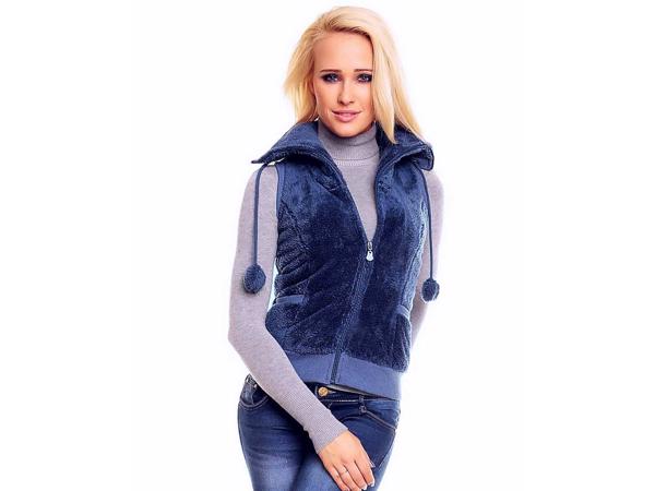 Fleece vest - bodywarmer, middelblauw, maat XS (nieuw)