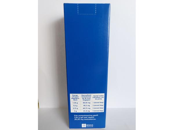 Androgel 1,25 gram afgifte per pompje en bevat 20,25mg testo