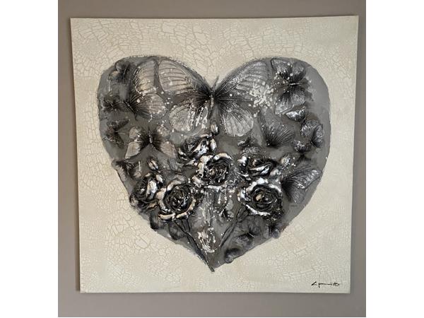 Schilderij L. Paramount – Zilver hart (3D) – 120x120