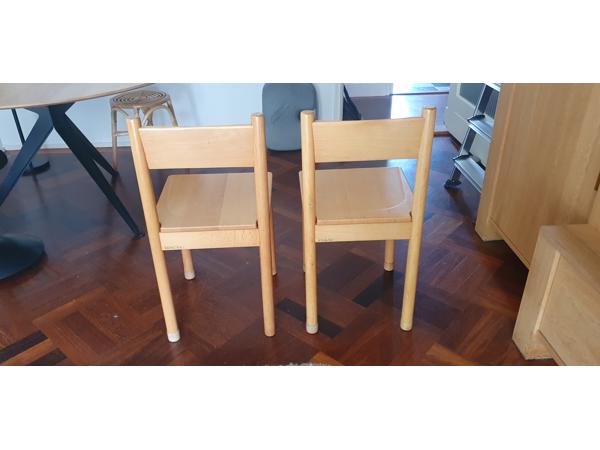 2 originele schilte schoolstoelen 46cm hoog