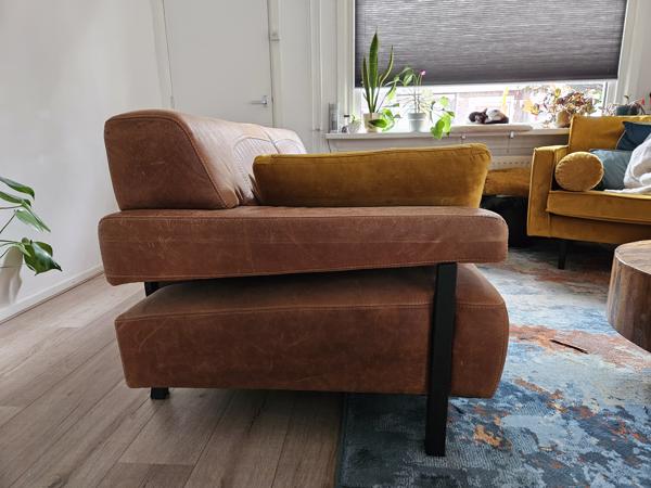 2,5 zits leren bank (cognac)