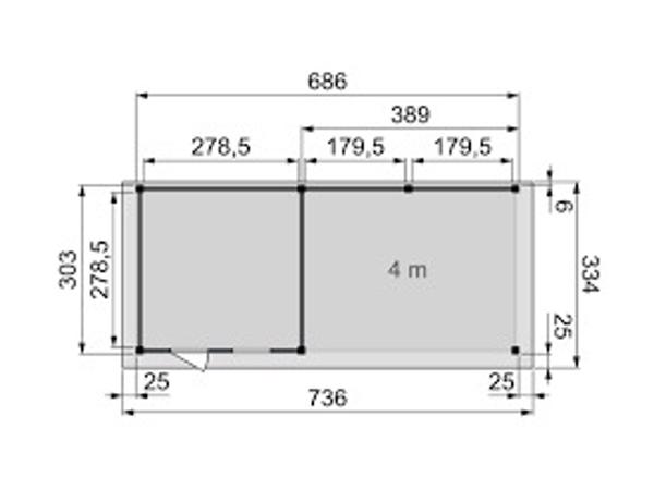 Vuren Topvision Bosuil, 300 x 300 en luifel 400 cm, onbehand