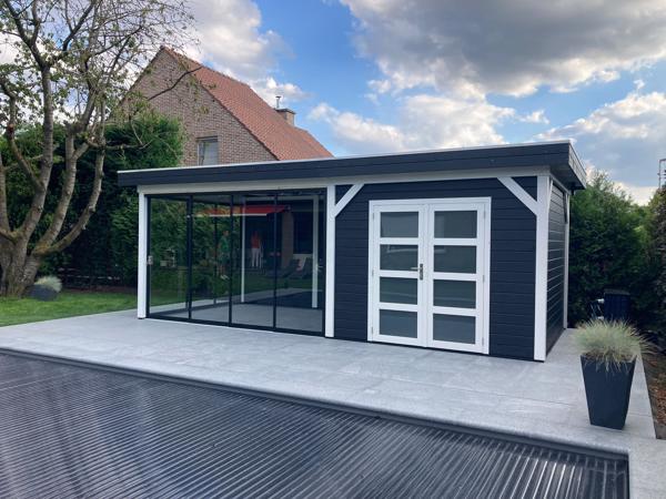 Vuren Topvision Bosuil, 300 x 300 en luifel 400 cm, onbehand