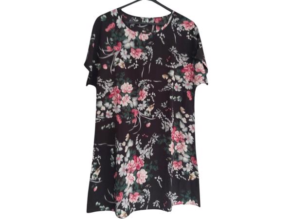 Zomer jurk bloemen zwart groen roze M