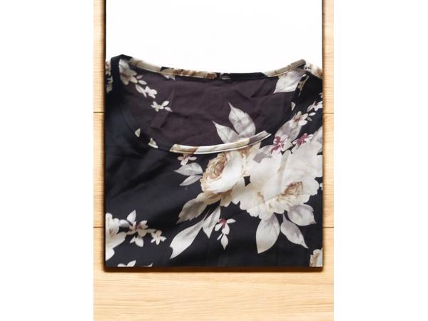 Luchtig shirt bloemen zwart creme L