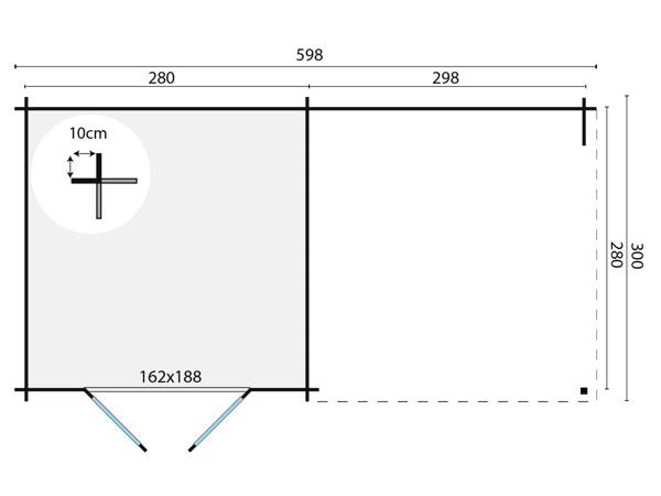 Blokhut - Tuinhuis Chappo | 28 mm | vuren onbehandeld